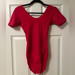 American Apparel red bodysuit with plunging back, size M